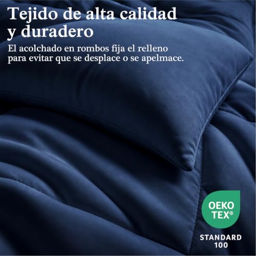 Miniatura 2 de Wavve Edredón Relleno Nórdico 240x260 Cm Para Cama 160 180, Edredón De Fibra 450gr M , Suave, Transpirable Para Invierno 260x240 Cm, Azúl Marino