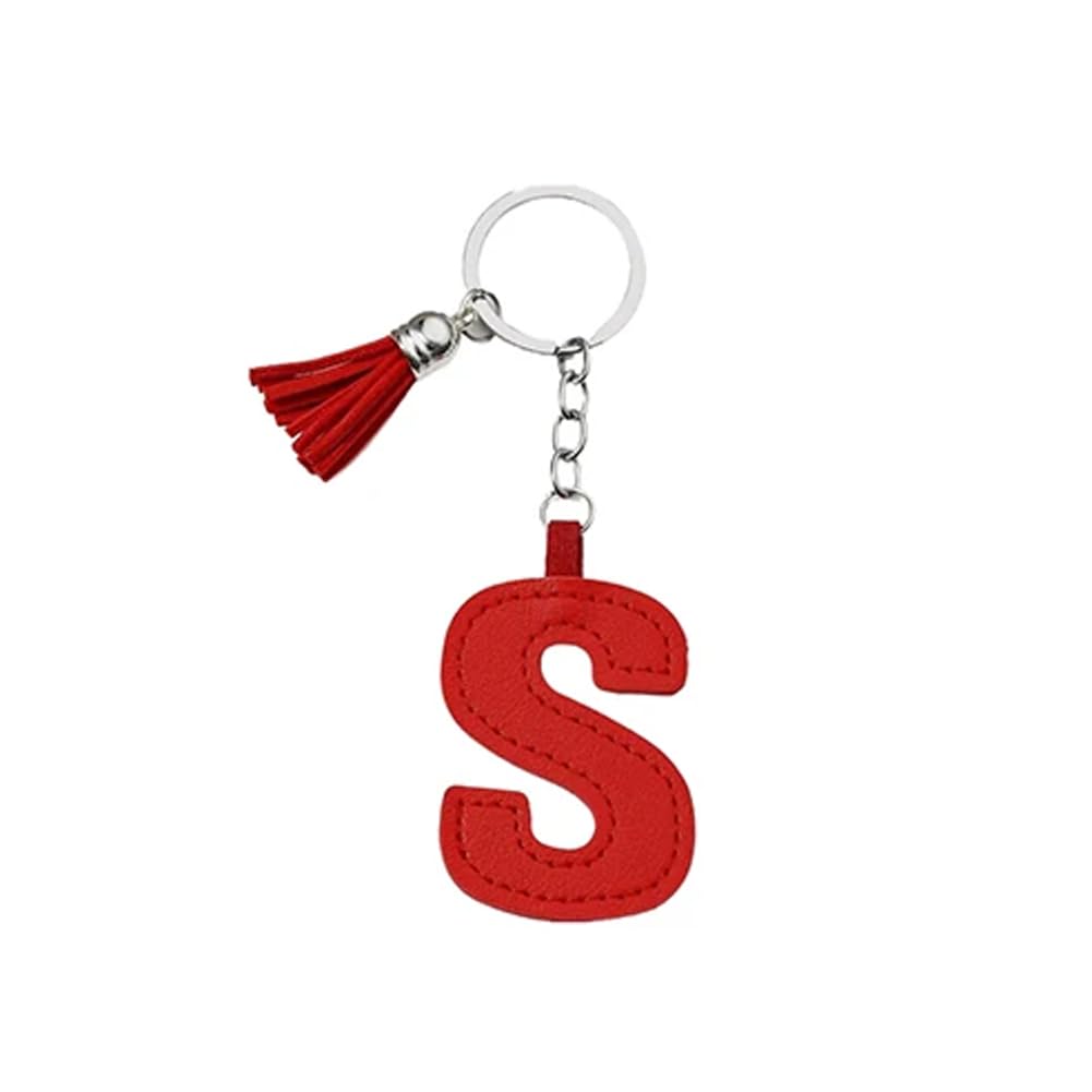 Arfuka Unisex Lette S Letter Keyring With Colored Pu Leather Tassel Pendant Alphabet S Keychain- Cute Bag Charm, Backpack Decoration Accessories For Women & Men