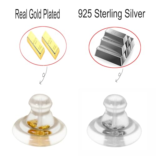 DIYEAR 20pcs 18K Gold Silicone Earring Backs Replacements, Locking Secure Earring Backs for Studs/Droopy Ears, No-Irritate Hypoallergenice Soft Clear Earring Stopper Accessories for Adults (Gold) by DIYEAR - Used condition - Image 3