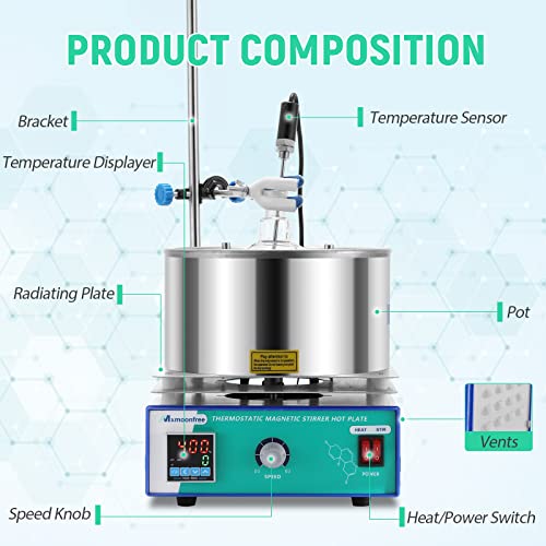 image for Mxmoonfree Digital Magnetic Stirrer Hot Plate with Constant Temperatur