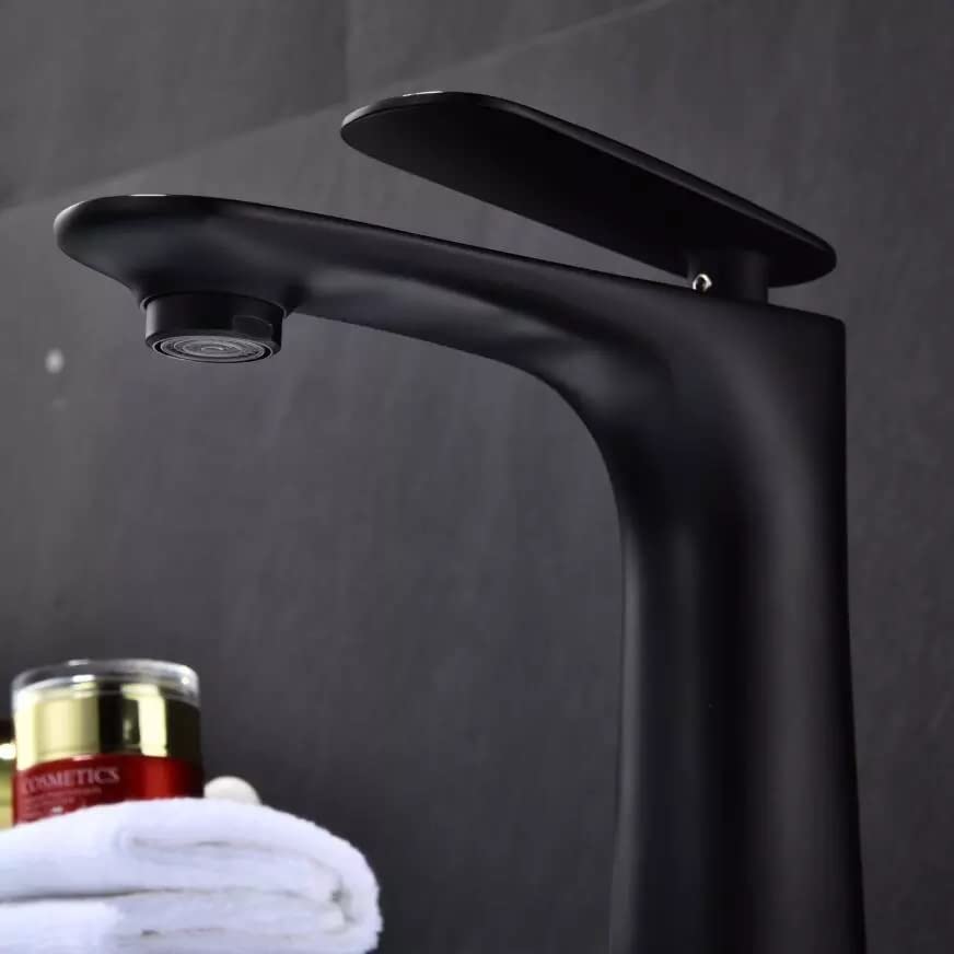 Image of Marcoware Brass Heavy Duty Single Lever Basin Mixer with Hot & Cold Connection Pipes (Black)