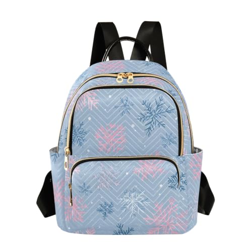 Petit sac à dos femme bleu à motif flocons de neige taille S pour le quotidien