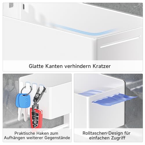 YYBO Hundegarderobe mit ablage, Hundeleinen Halterung Wand, Hunde Garderobe für Hundezubehör Hundeleine, Hundespielzeug & Halsband Aufbewahrung, Metall Schlüsselbrett (Weiß)