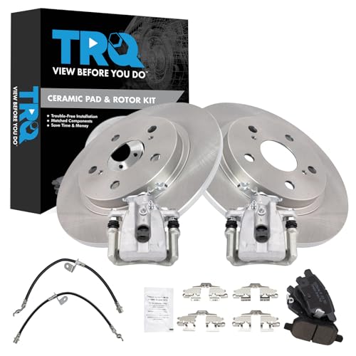 Image of TRQ Rear Brake Pad and Rotor Set Ceramic Calipers Compatible with 2009-2010 Pontiac Vibe 2009-2013 Toyota Matrix