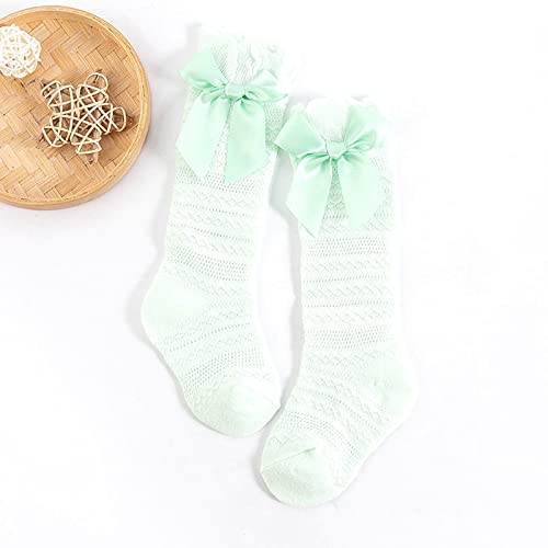 Girls Horizontal stripe mesh Socks Cotton Bowknots Baby Combed Summer Toddlers Kids Sock Kids Organic Socks (Green, 38)2