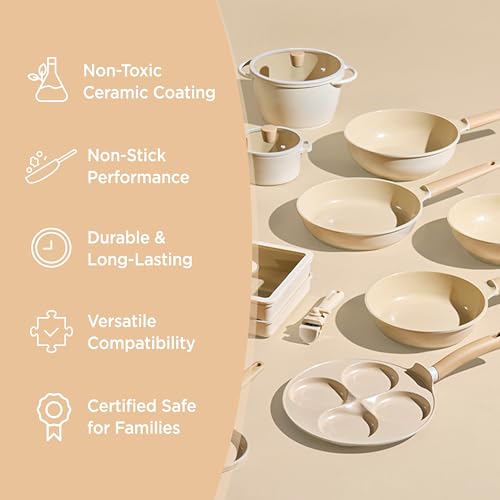 Wok beige con recubrimiento cerámico ecológico 28 cm miniatura 3