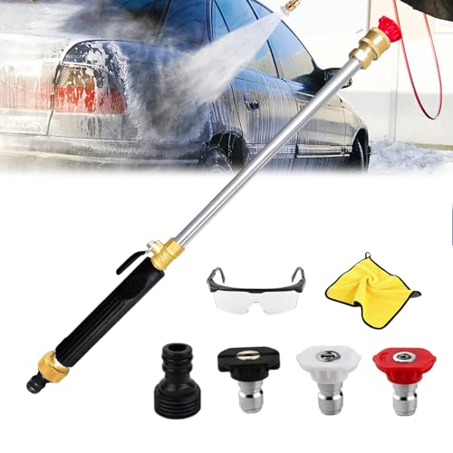 2026 Upgraded Jet Nozzle Power Washer for Garden Hose, Includes 3 High-Pressure Nozzles, Heavy-Duty Pressure Washer Wand, Turn Your Garden Hose Into a Power Washer for Car Wash, Patio, Lawn (Black)