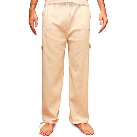 Tumia LAC - Cotton Summer Pants - Elasticated Waist, Lightweight Cool Material - Beige - XX-Large Cover