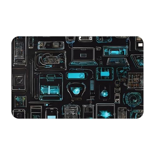 Game Video Gaming Pattern Print Living Room Bathroom Kitchen Anti Slip and Absorbent Carpet, Indoor Entrance Door Muddy Floor Mat, Ultra Soft Washable Carpet 21x31.5 Inches