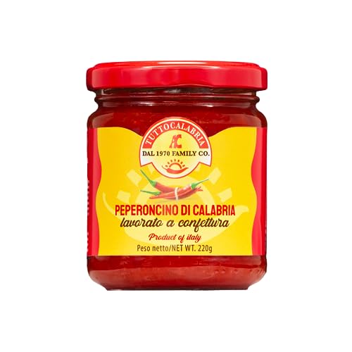 Tutto Calabria - Mermelada de Chile 220g - Una Excelente Salsa Picante y Dulce - Ideal Como Crema de Chile Para Quesos, Carne, Bruschetta
