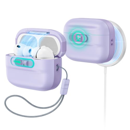 Image of ESR for AirPods Pro 3 Case (2025), Compatible with AirPods Pro 3 (USB-C Cable), MagSafe Ready, Magnetic Lid Lock, Full Drop Protection Cover with Lanyard, Purple
