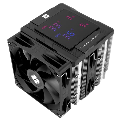 TR Peerless Assassin 120 Digital Black Air Cooler CPU, cubierta superior de pantalla digital, enfriador de CPU para ordenador 6 Heatpipes, para AM4/AM5, Intel LGA1700/1851/1150/1151/1200 TR Peerless Assassin 120 Digital Black Air Cooler CPU, cubierta superior de pantalla digital, enfriador de CPU para ordenador 6 Heatpipes, para AM4/AM5, Intel LGA1700/1851/1150/1151/1200