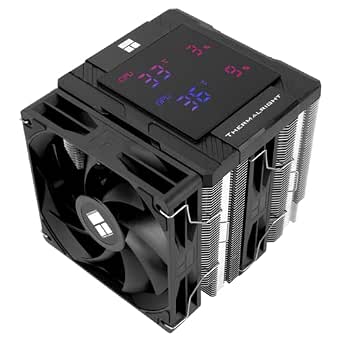 TR-Thermalright Peerless Assassin 120 Digital Black – Ventilador de CPU (doble torre con 6 tubos de calor, doble ventilador PWM de 120 mm, 1850 rpm, pantalla digital, cubierta superior para AM5/AM4
