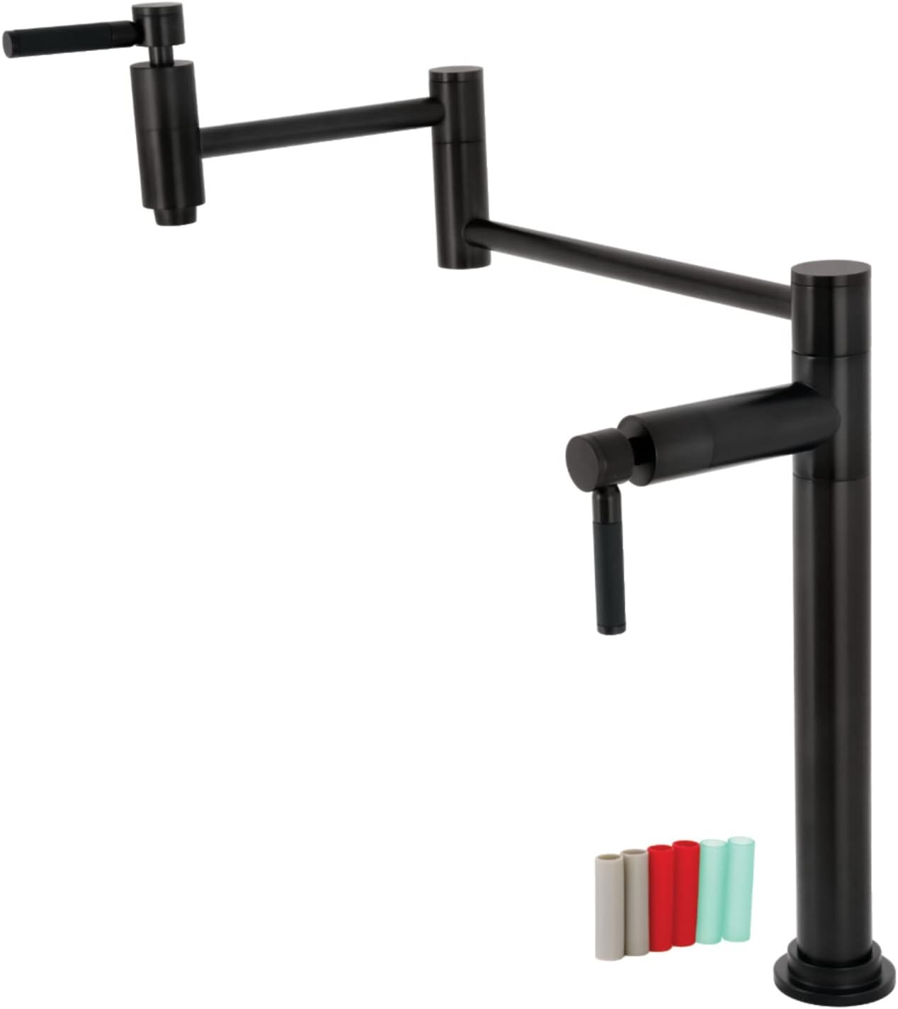 Kingston Brass KS8700DKL Kaiser Deck Mount Pot Filler, Matte Black