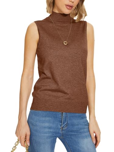 Image of INKOFF Sleeveless Mock Neck Turtleneck Knit Tops Women Dressy Casual Sweater Vest Business Work Tank