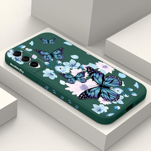 Coque Samsung S21 FE protection silicone souple motif floral papillon aurore 6.4