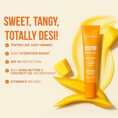 Image of Coloressence Desi Pop DripGloss Lip Balm SPF-15, Mango Masti, 10gm | Deep Hydration | Enriched with Vitamin E, Shea Butter & Coconut Oil