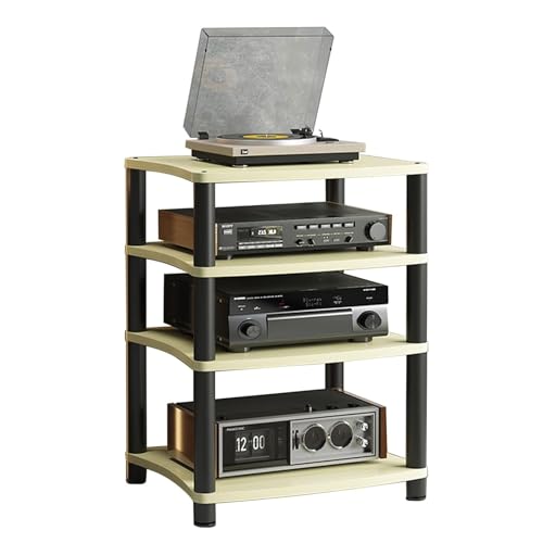 HOFSSI 4 Tier Audio Shelf Audio Rack, Entertainment Stereo Component Storage Rack, HiFi Racks and Stands Audio Rack Cabinet for Home/Office/Audio Video/DJ/Theater, 60x48x88cm (Size : D)