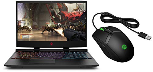 Image of HP Omen Core i7 9th Gen 15.6-inch FHD Gaming Laptop (8GB /1TB HDD + 256GB SSD /Windows 10 /NVIDIA GTX 1650 4GB Graphics /Shadow Black), 15-dc1093TX with Gaming Mouse