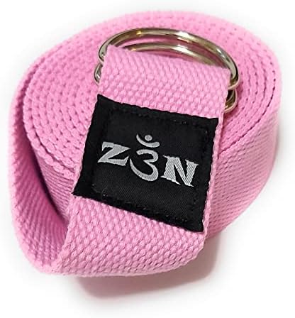 Z3N Yoga Strap - Strong Durable Premium Strap (1.5" Wide) with Metal D-Ring Buckle Loop for Yoga, Stretching, Exercise, Fitness, Pilates, Physical Therapy, Dance, Gym (8 Feet, Pink)