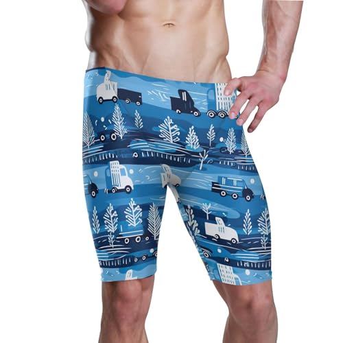 UMIRIKO Cute Car Swim Jammers for Men Athletic Durable S B0400847
