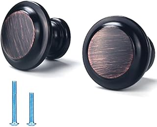 WELLOCKS Cabinet Knob 12 Pack Oil Rubbed Bronze, Heavy Duty Drawer Pulls 1.37 Diameter, Zinc Alloy Cabinet Hardware for Office and Home Kitchen, Bathroom Cabinet, Dresser and Cupboard DIY(D050)
