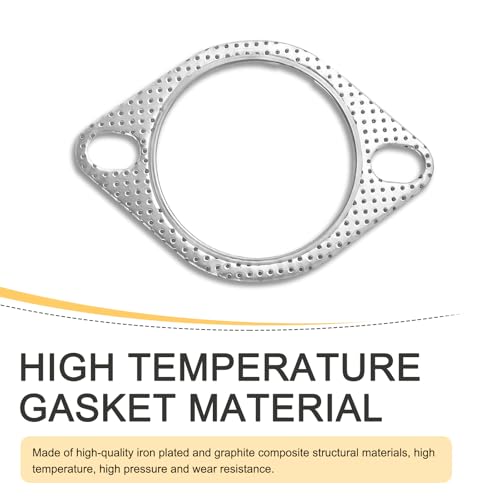 Image of Eratus 2 PCS Exhaust Pipe Interface Gasket, 2 Holes High Temperature High Pressure Exhaust Flange Gasket, Tight Connection Leak-proof Sealing Parts Replacement, for Most Cars (Silver #2.5 inch)