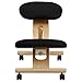 Flash Furniture Posey Mobile Wooden Kneeling Office Chair for Improved Posture, Height-Adjustable Ergonomic Office Kneeling Chair, Natural/Black