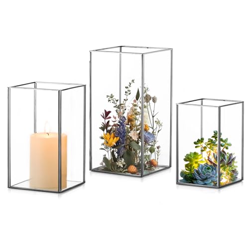 Staymoment Hurricane Candle Holder Set Of 3, Indoor Lantern Decorative Table Centerpiece With Metal Frame For Farmhouse Home Decor Christmas Wedding thumb #7
