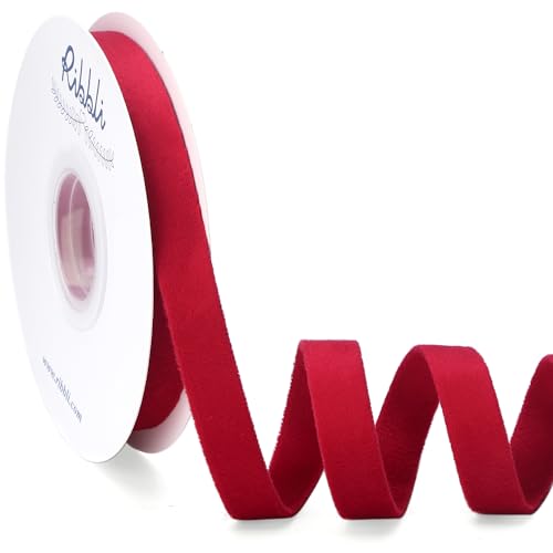 Ribbli Vintage Red Velvet Ribbon Double Faced 1/2 Inch 10-Yard Spool Red Ribbon Use for Christmas Tree Ornaments Gift Wrapping Wreath Decoration Wedding Boutonnieres