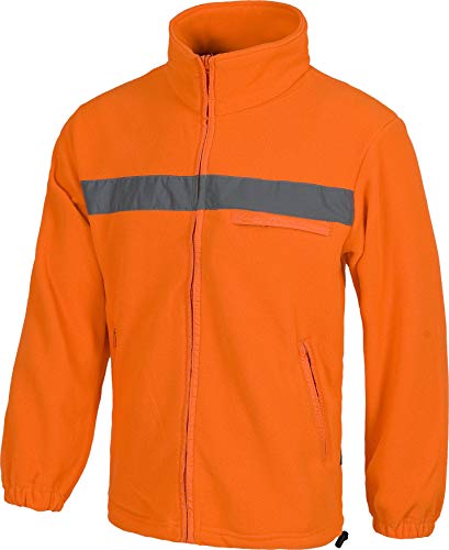 WORKTEAM Chaqueta Polar Alta Visibilidad con Cintas Reflectantes, Bolsillos con Cremallera, Cuello Alto, Ajuste en Bajo, Unisex Naranja A.V. M