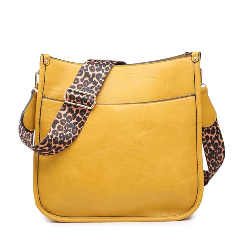 Image of JEN & CO. Crossbody Bags for Women Trendy Vegan Leather Hobo Purses Shoulder Handbags with Wide Adjustable Guitar Strap