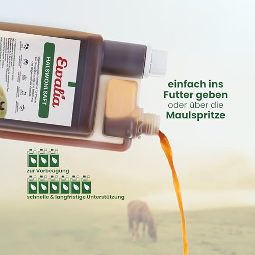 EWALIA Halswohlsaft | 1 l | Ergänzungsfuttermittel für Pferde | Mit Thymiankraut & Eibisch
