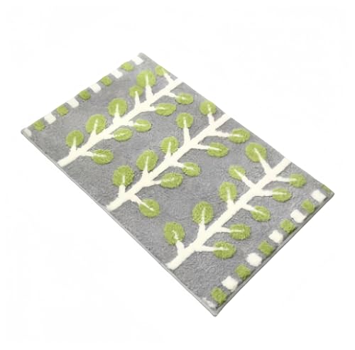 Ohget 速乾吸水 北欧デザイン リーフ柄 玄関マット お風呂マット 滑り止め 洗える 室内外用 マイクロファイバー キッチン バスルーム用 50×80cm (40*120cm,花と植物-10)