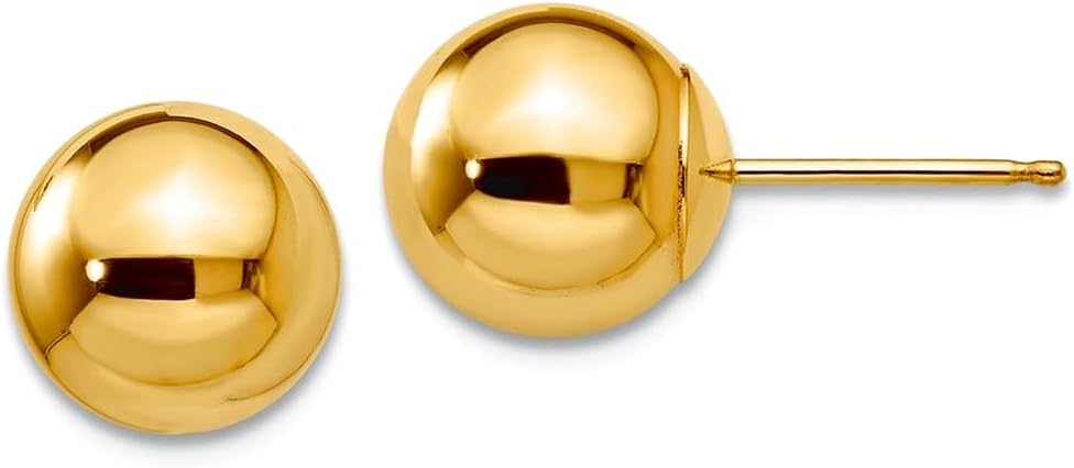 10k Solid Yellow Gold Polished 8mm Ball Post Earrings 8x8mm Wide 8mm Thick Ball Earring for Women