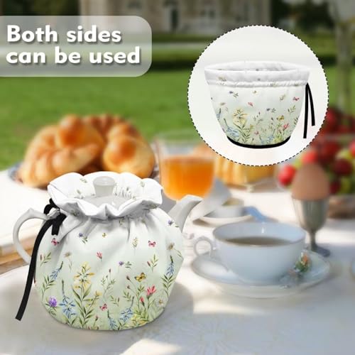 NETILGEN Teapot Warmer Tea Pot Cover Keep Tea Warm Insulation Teapot Cozies Machine Washable Kettle Cover Breakfast Warmer Home Decor, Green Floral by NETILGEN - Image 4
