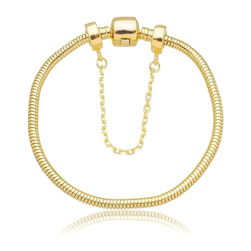 Pulseira Berloque Com Trava de Segurança Banhado a Ouro 18k TAMANHO:19