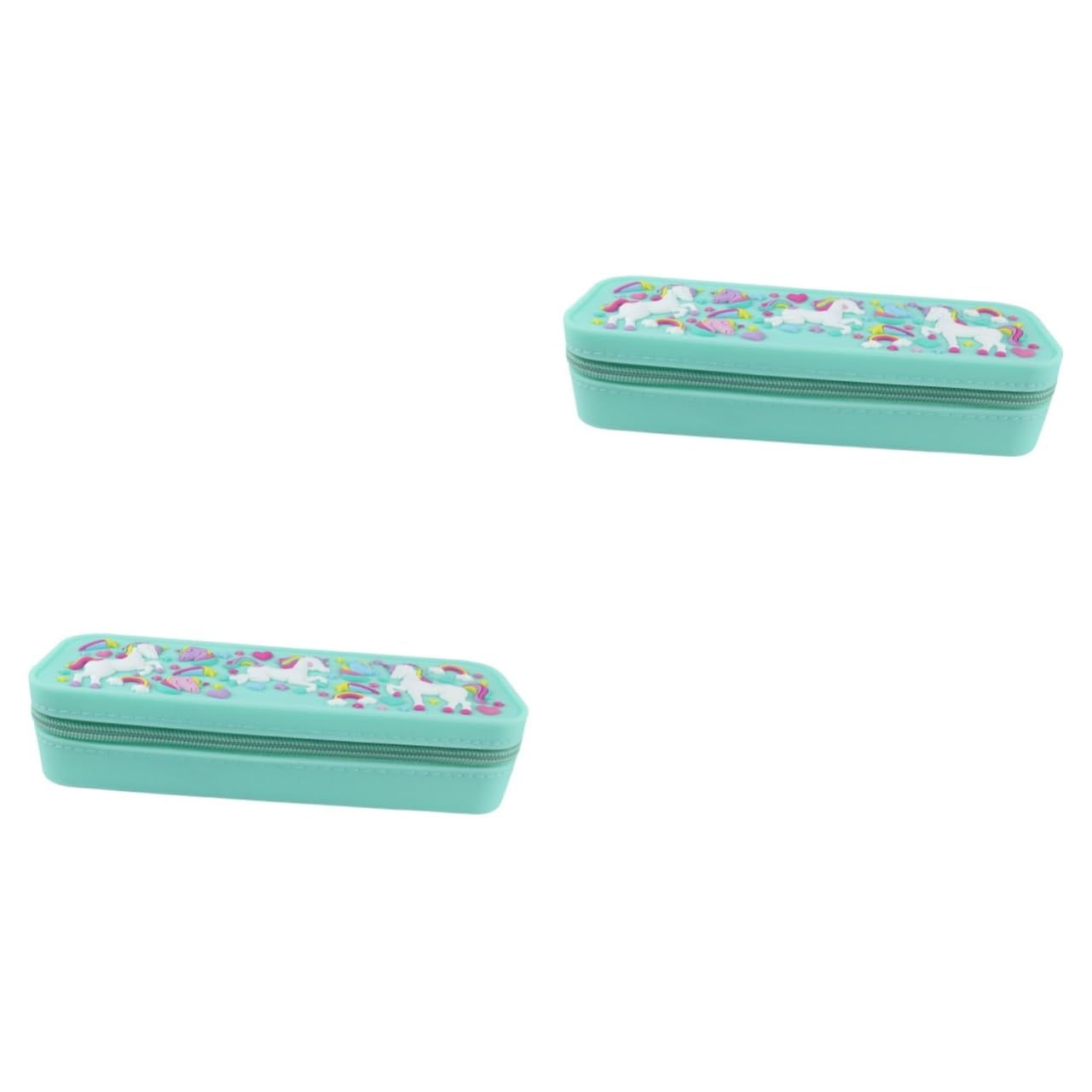 NUOBESTY 2pièces Trousse à Crayons Licorne Silicone Trousse Multifonctionnelle Étanche pour Filles Et Garçons Rangement Pratique pour Fournitures Scolaires Et Accessoires