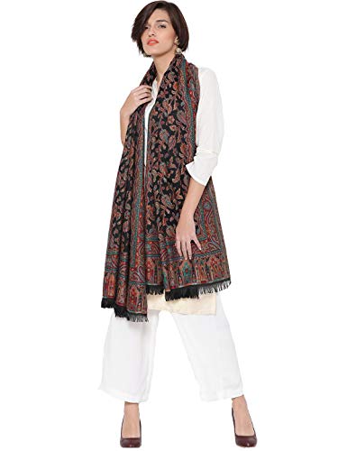 Women's Pashmina Wool Blend Indian Handicraft Woven Shawls, Scarf, Wraps [Large Size: 40" X 80"]3