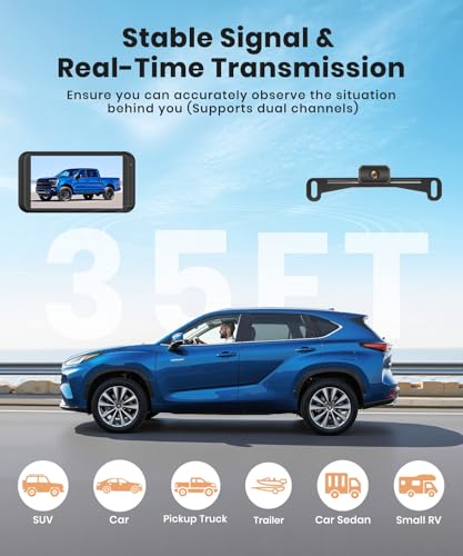 Image of AUTO-VOX W5 Wireless Backup Camera: 4.5 inch 1080P Dual-Channel Monitor, Easy Installation, Stable Wireless Signal, IP69K Waterproof Color Night Vision Back Up Camera for Truck, Car, SUV, Van and Trailer