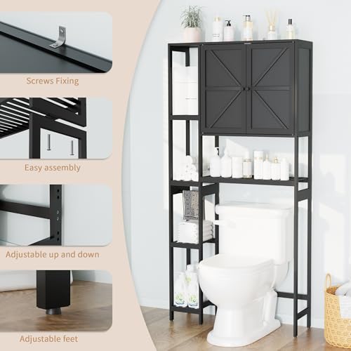 Bamboo Over-the-Toilet Storage Cabinet with Shelves for Small Bathrooms by Wisuce Home - Used condition - Image 4