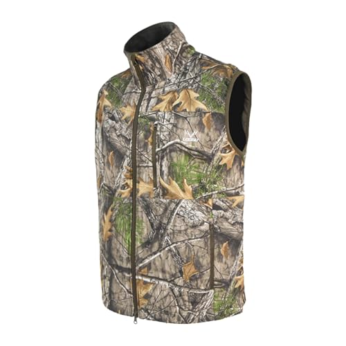 LOOGU Mens Camo Hunting Vest Softshell Fleece Lined Outdoor Fishing Outwear