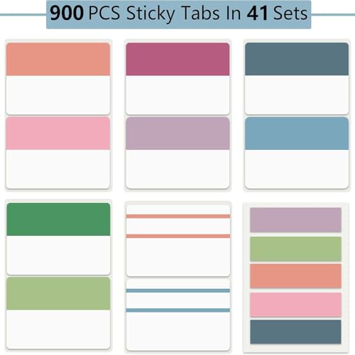 Image of ELII 900 PCS Book Tabs 2 Inch Sticky Index Tabs, Colored Page Markers | Repositionable Tags,Reading Tabs,Self Adhesive Tape Flags for Books, Binders, Notebook and File Folders,Smooth Writing