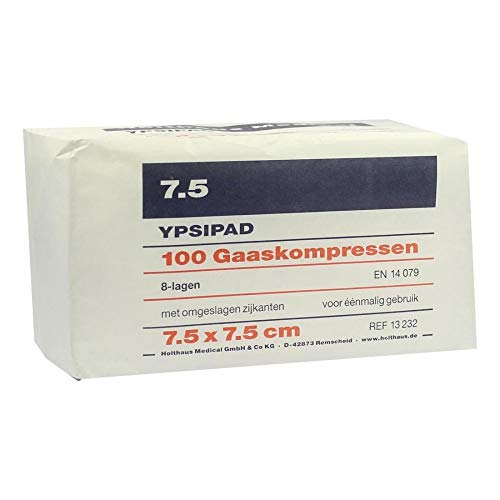 Gauze Swabs Ypsipad Non-Sterile 8-Ply 100 Pieces Compresses 7.5 x 7.5 cm