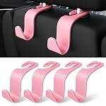 Car Seat Headrest Hooks 4-Pack Storage Organizer Holds 55 lbs