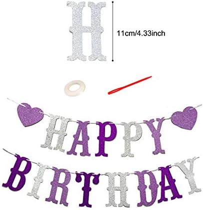 Recosis Birthday Party Decorations, Purple Party Decorations for Boy Girls Men Women Happy Birthday Banner, Curtains Paper Pompoms and Fans Garland Confetti Balloons for Birthday Party Decorations