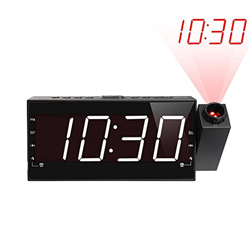 MUTANG Digital Clock 7" Projection Alarm Clock AM FM Radio 3 Dimmer Dual