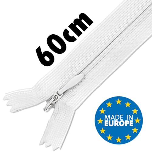Miniatura 2 de Marardi Pack 10 Cremalleras Invisibles Blanco De Nailon 60 Cm Costura Y Manualidades Para Ropa Tela Bolsos Estuches Cinta Para Coser A Máquina Patchwork Algodón Con Cierre Metálico