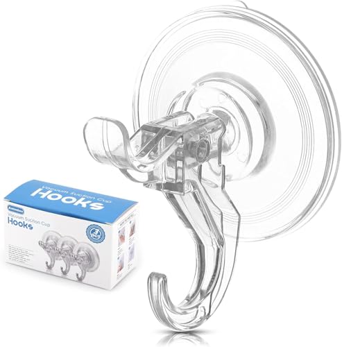 Antimbee 3 Stück Suction Cups with Hooks, Transparenter Aufhänger mit Saugnapf, Abnehmbare Saugnäpfe für Dusche, Badezimmer, Glas, Tür, Küche, Maximale Hängung bis zu 5kg auf Glatten Oberflächen