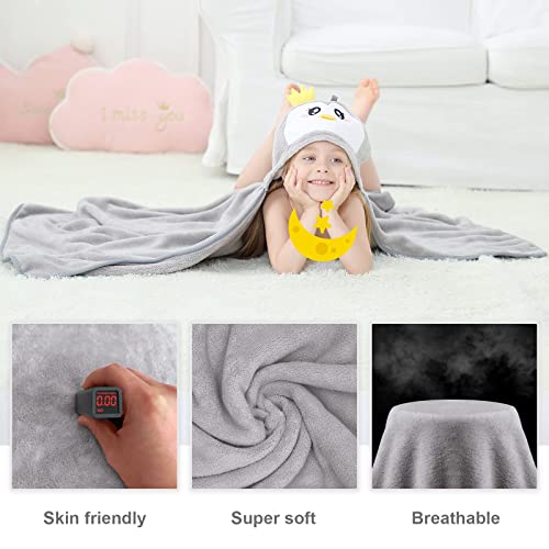 Michley Cartoon Hooded Baby Towel Unisex, Premium Soft Swimming Bathrobe Large Washcloths 31.5" X 53" For 0-9T (Penguin) #TOP1